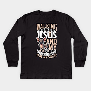 Jesus and dog - Ecuadorian Hairless Dog Kids Long Sleeve T-Shirt